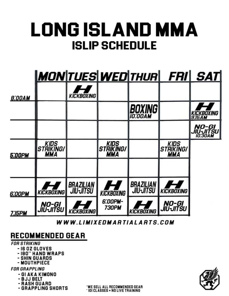 Long Island MMA Islip Schedule