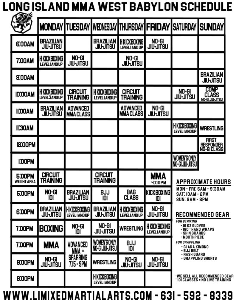 SCHEDULE - Long Island MMA and Fitness Center