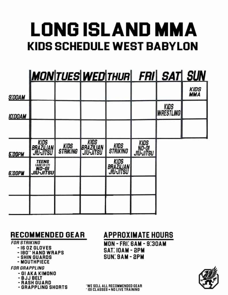 Kids Gym Schedule